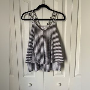 CROWN AND IVY FLOWY BLUE AND WHITE STRIPED TANK TOP - SMALL
